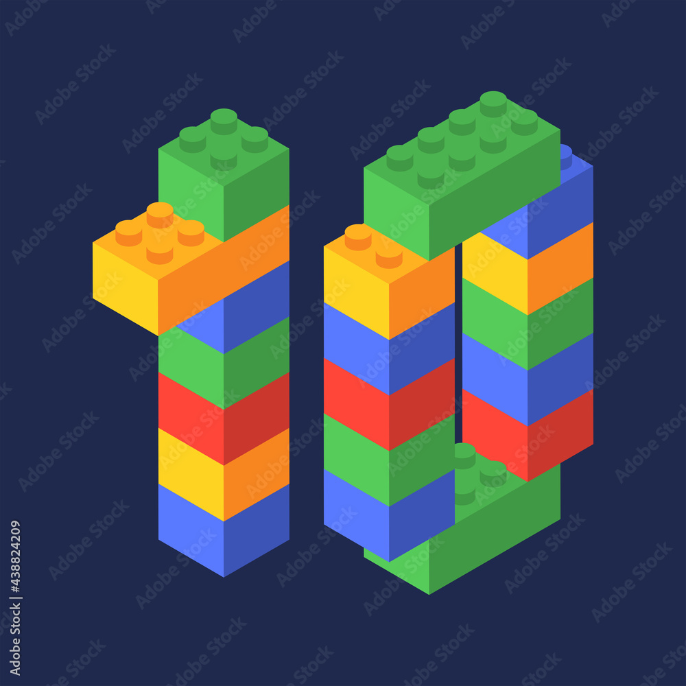 Fototapeta premium Number ten in isometric. Color constructor