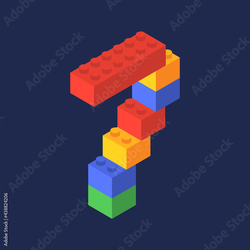 Number seven in isometric. Color constructor