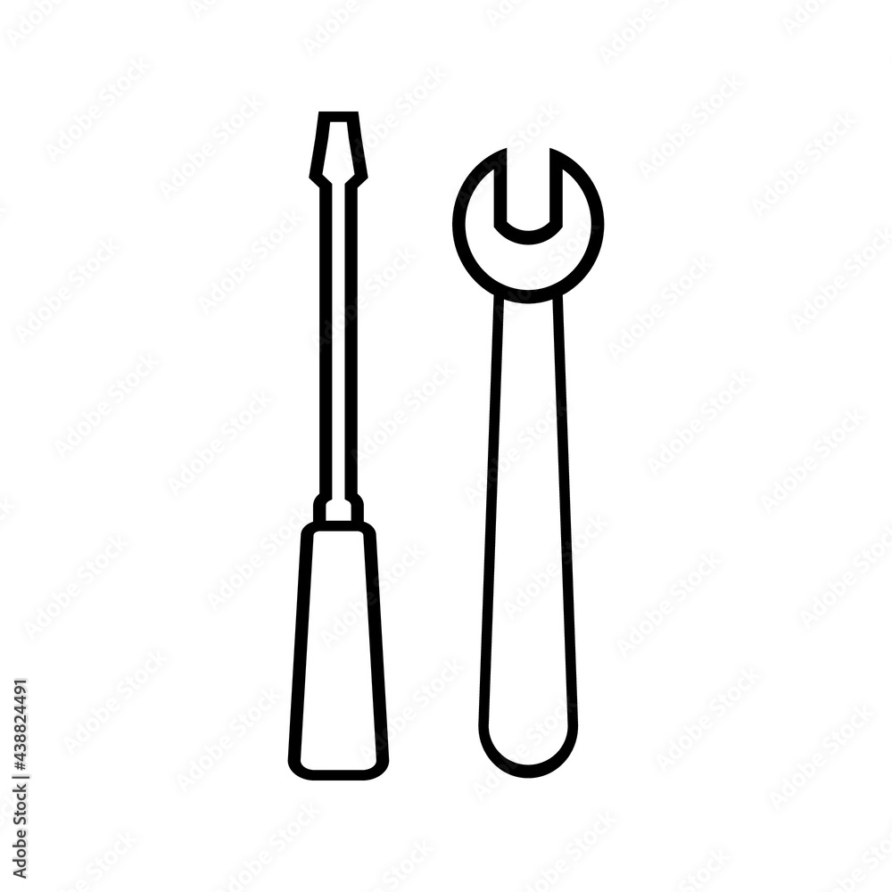 Service tool icon. Isolated flat gear symbol on white background