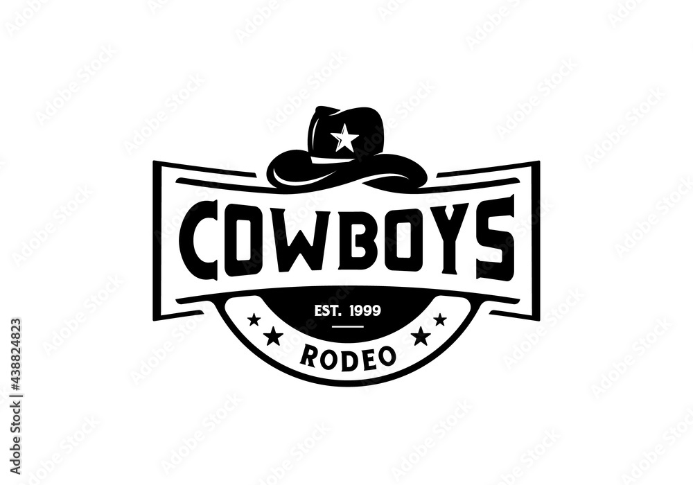 Cowboy hat western style vintage logo design inspiration template - obrazy, fototapety, plakaty 