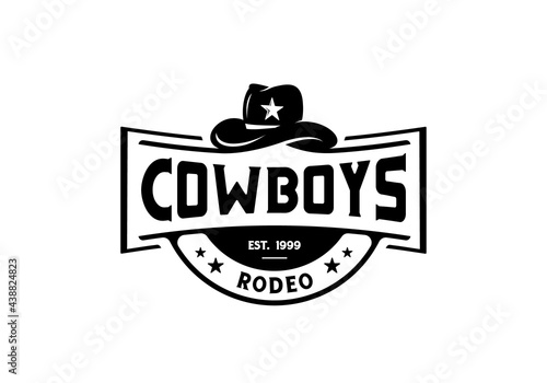 Cowboy hat western style vintage logo design inspiration template