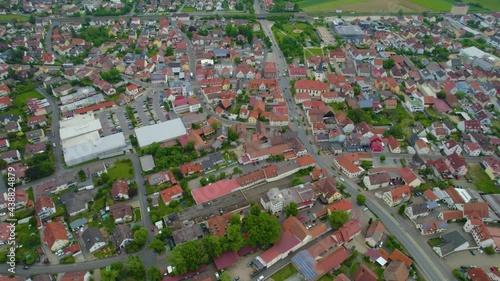 Aerial view around the city Hirschaid in Germany, on a sunny day in spring. photo