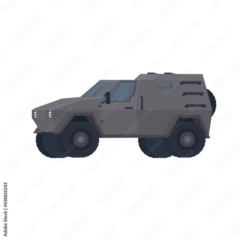 Armored car. Military vehicle, vector illustration