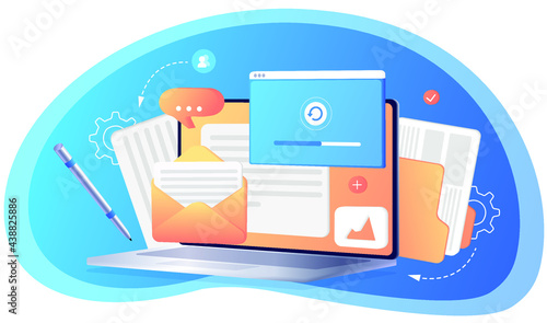Concept web design, website page development. The working process. Template landing page for website. Web development, optimization, user experience. Website layout elements, photo, data transfer.