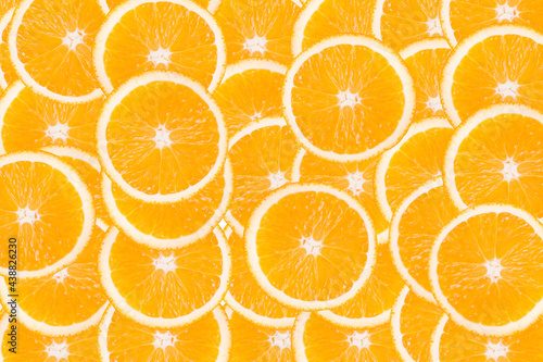 Background of many slices of oranges