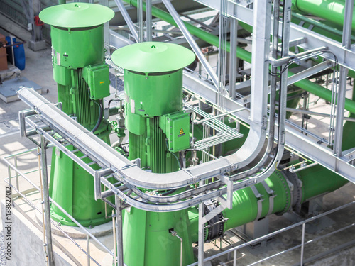 Pump and motor which popular to install with pipe in industrial such chemical, power plant, oil and gas.