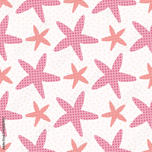 Large Scale Pink and Red Starfish Seamless Pattern Background