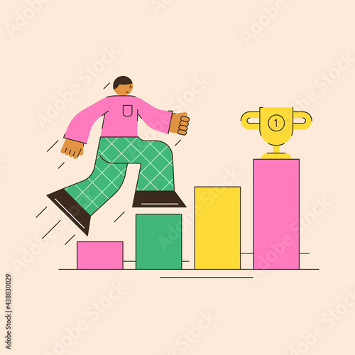 Motivation, climb the ladder to success, desire to achieve your goals, abstract illustration of motivation in a minimalistic flat style