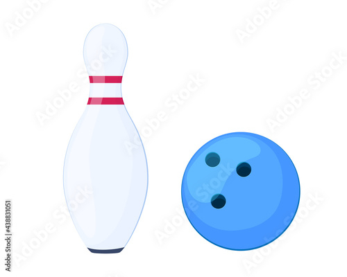 Bowling ball and skittle vector illustration in cartoon style. Bowling equipment. Isolated on white background
