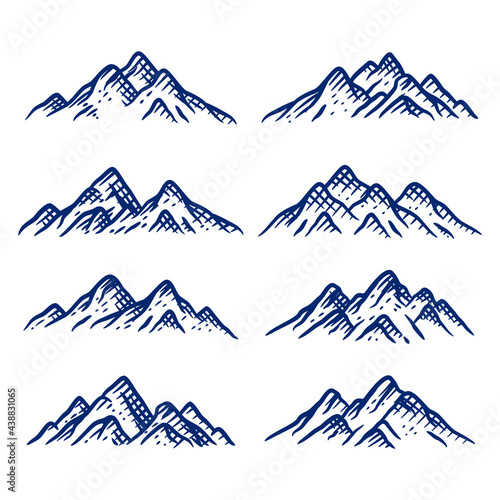 mountain peaks set collection hand drawn