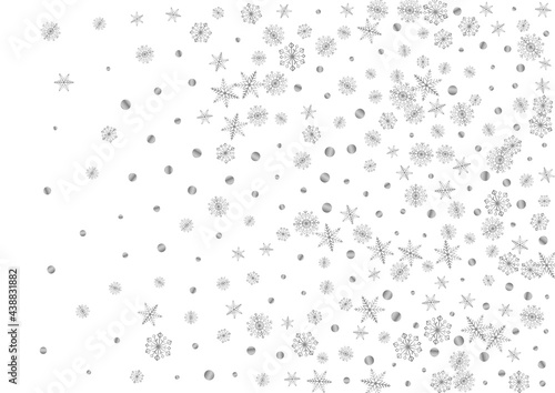 Metal Flake Background White Vector. Snow Sparkle Pattern. Silver Snowflake Freeze. Grey Luxury Texture.