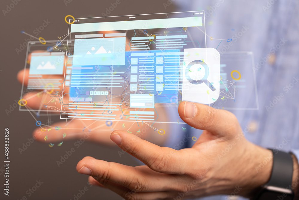 Interface web application in hand Interface web application in hand