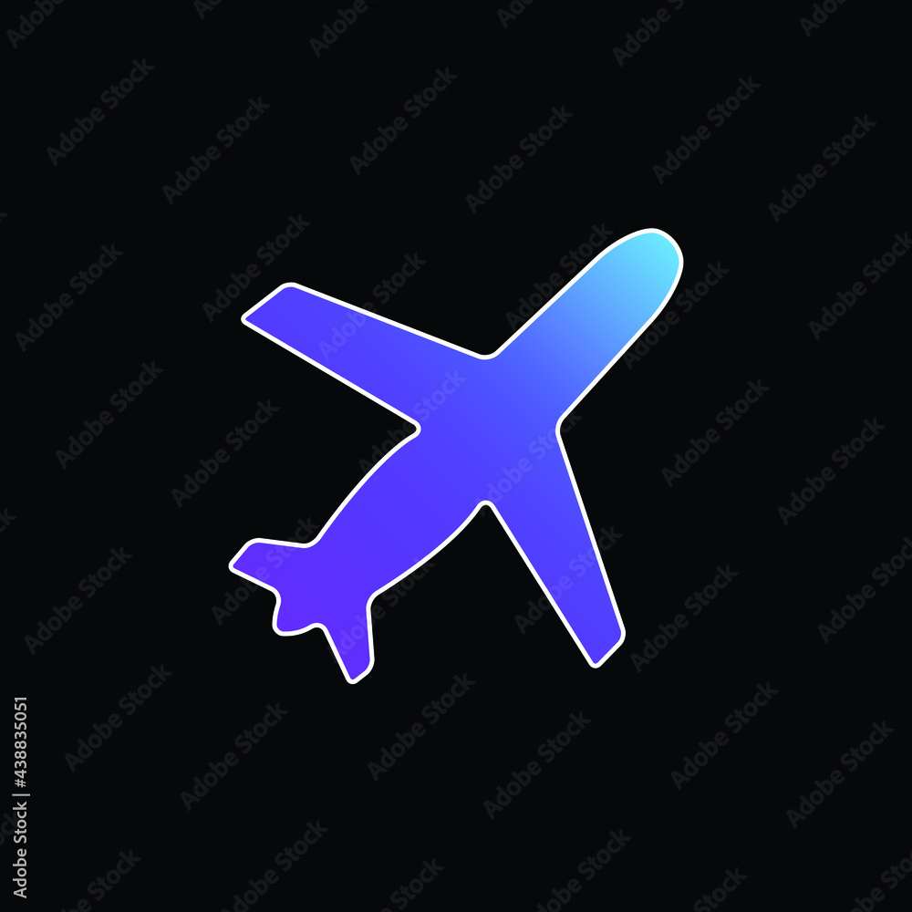 Airplane Black Shape Ascending Rotated To Right blue gradient vector icon Airplane Black Shape Ascending Rotated To Right blue gradient vector icon