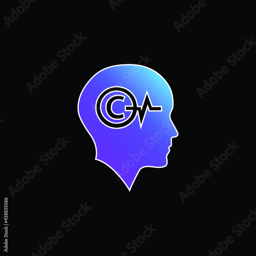 Bald Head With Copyright Symbol And Lifeline Inside blue gradient vector icon