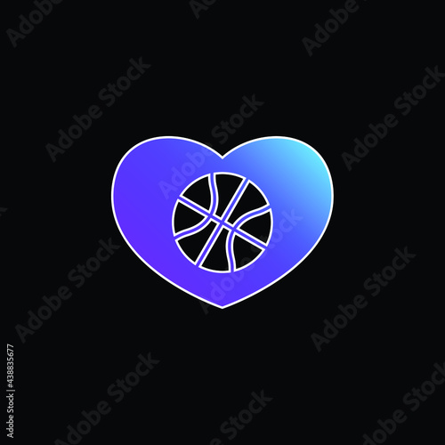 Basketball Ball In A Heart blue gradient vector icon