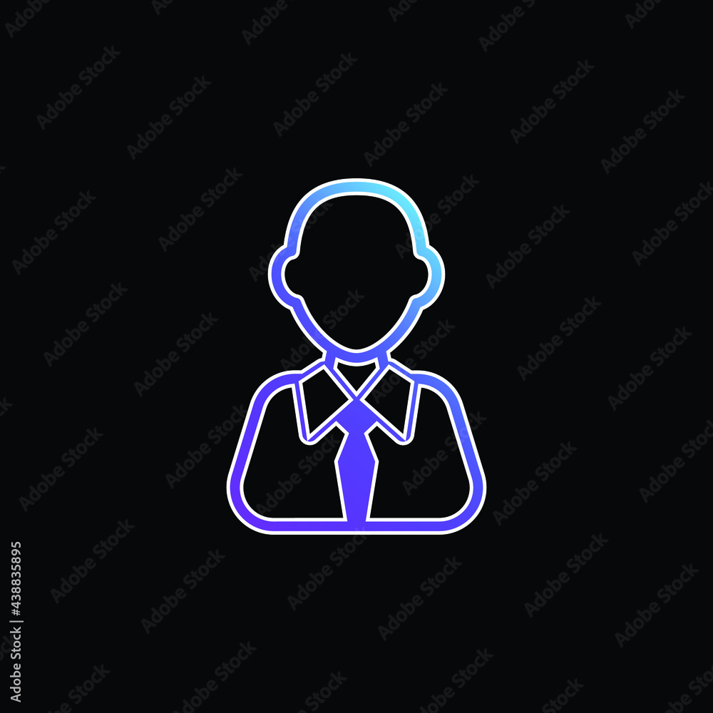 Bald Businessman blue gradient vector icon Bald Businessman blue gradient vector icon