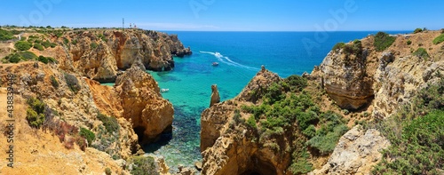 Fototapeta Naklejka Na Ścianę i Meble -  Panoramic view of the cliffs at Ponta da Piedade near Lagos, Algarve, Portugal
