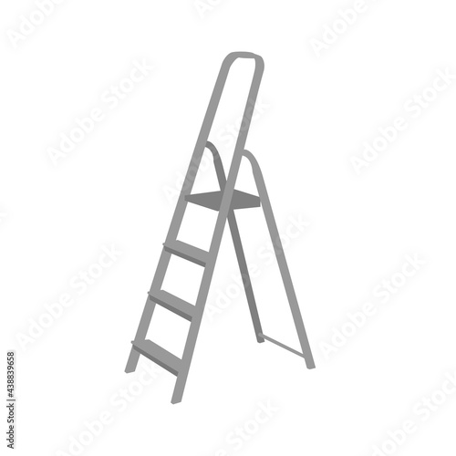 Aluminum stepladder isolated on white background. Household equipment