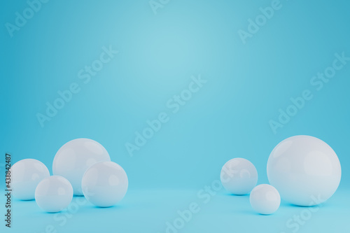 Balls abstract illustration. Realistic 3d background with organic spheres 3D render.