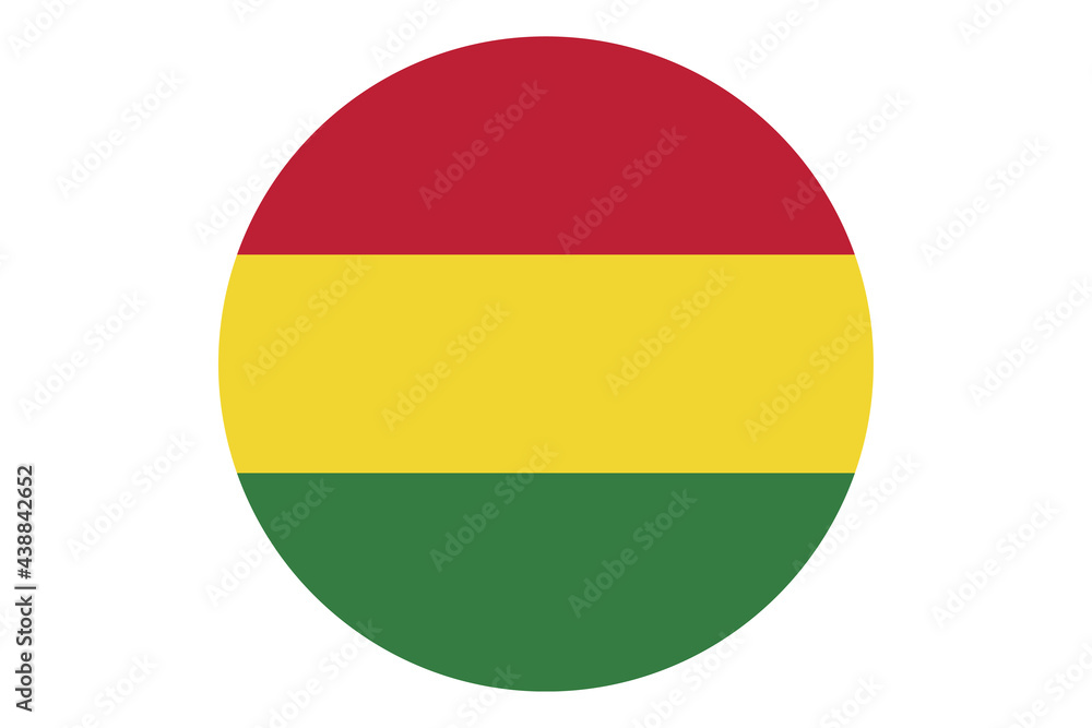 Circle flag vector of Bolivia on white background.