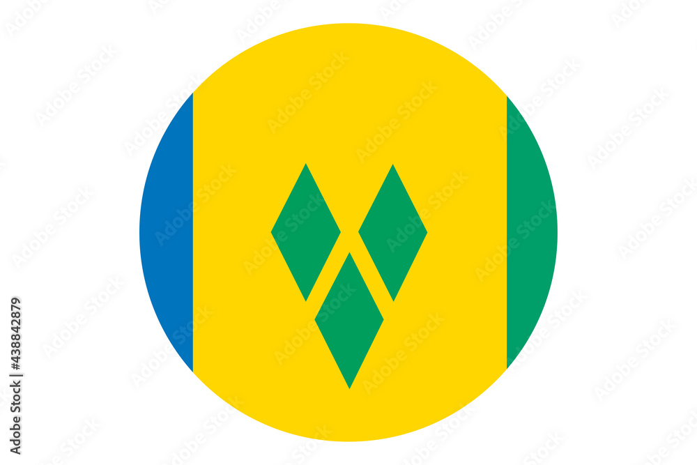 Circle flag vector of Saint Vincent and the Grenadines on white background. Circle flag vector of Saint Vincent and the Grenadines on white background.