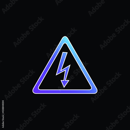 Arrow Bolt Signal Of Electrical Shock Risk In Triangular Shape blue gradient vector icon