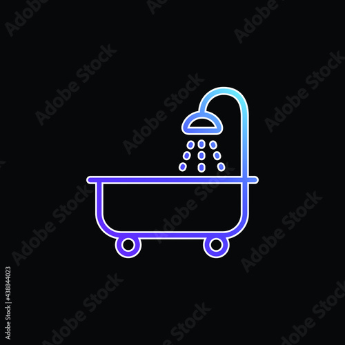 Bathtube With Shower blue gradient vector icon