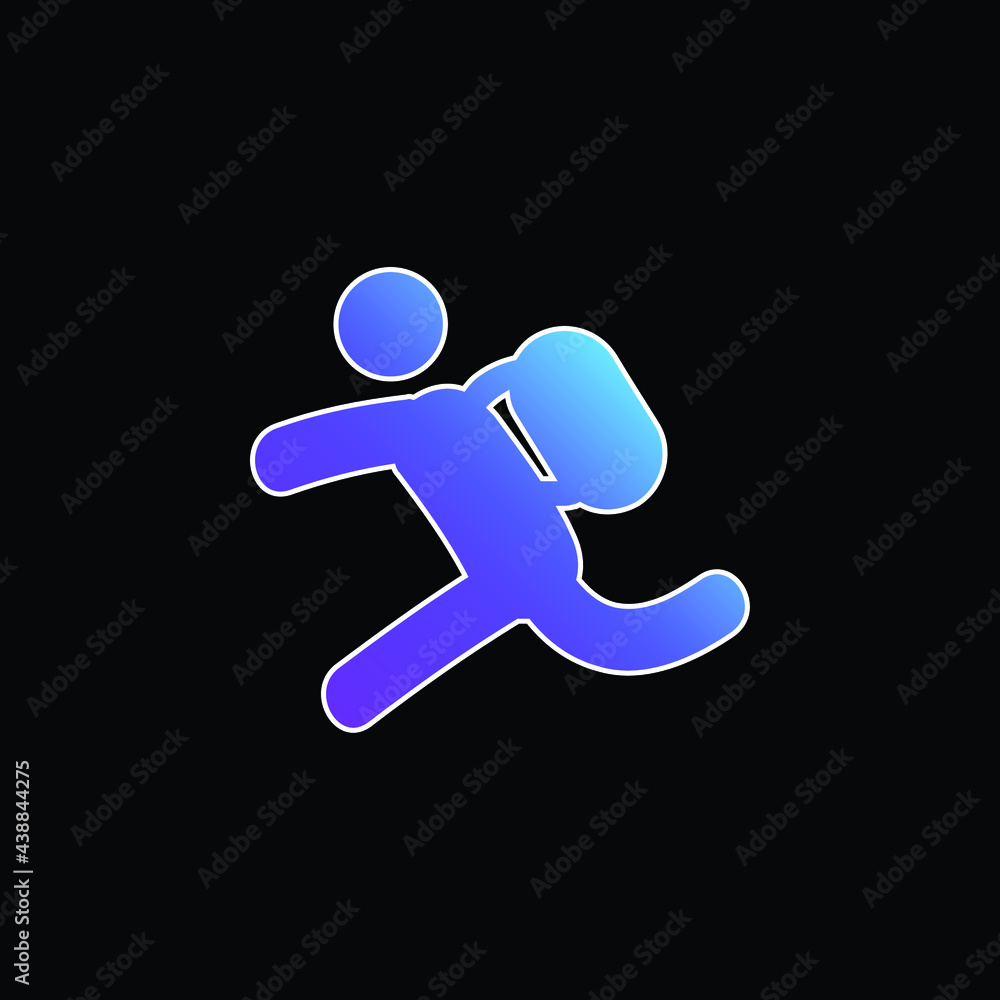 Backpacker Running blue gradient vector icon Backpacker Running blue gradient vector icon