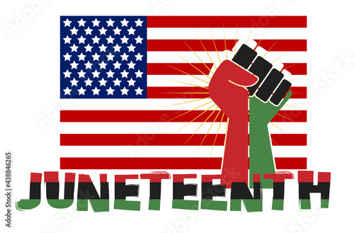 Juneteenth Freedom Day With Ribbon and Flag Vector For Banner Print