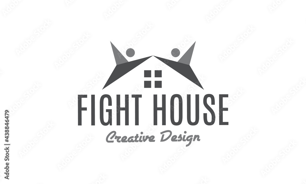 Vintage fight house logo design vector. Abstract sport logo template isolated on white