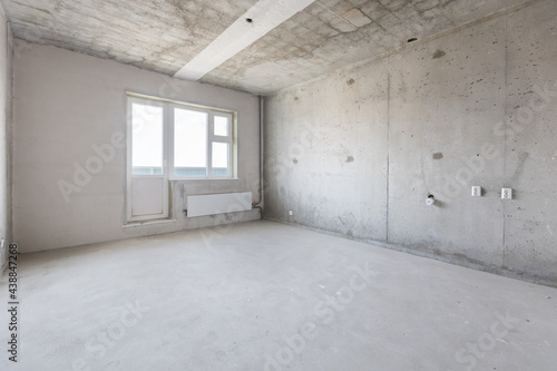 interior of the apartment without decoration in gray colors