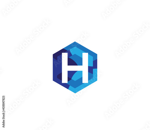 Triangle H Alphabet Blue Mix Colors Logo Design