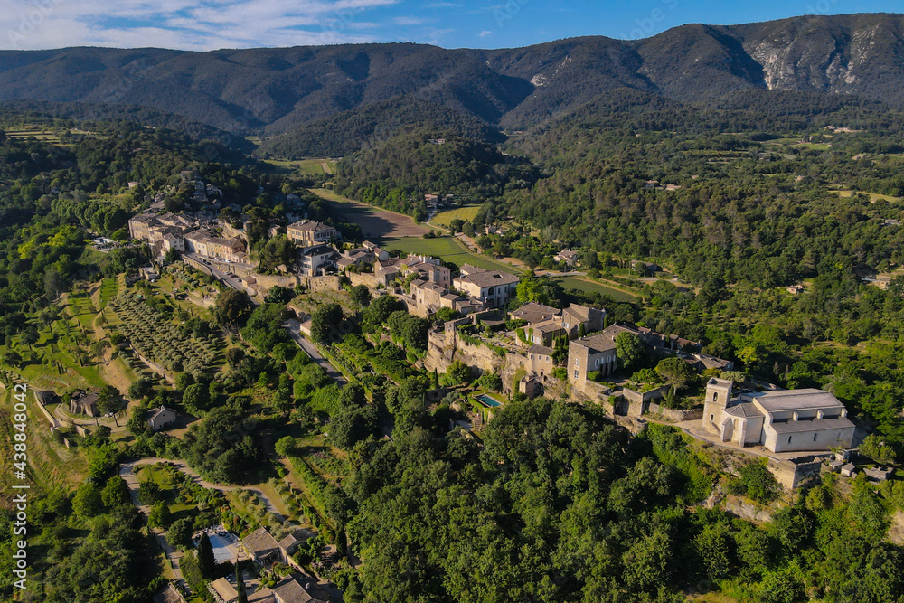 Aerial view of the Village of Ménerbes, in provence France. Selected as one of the Plus Beaux villages de France