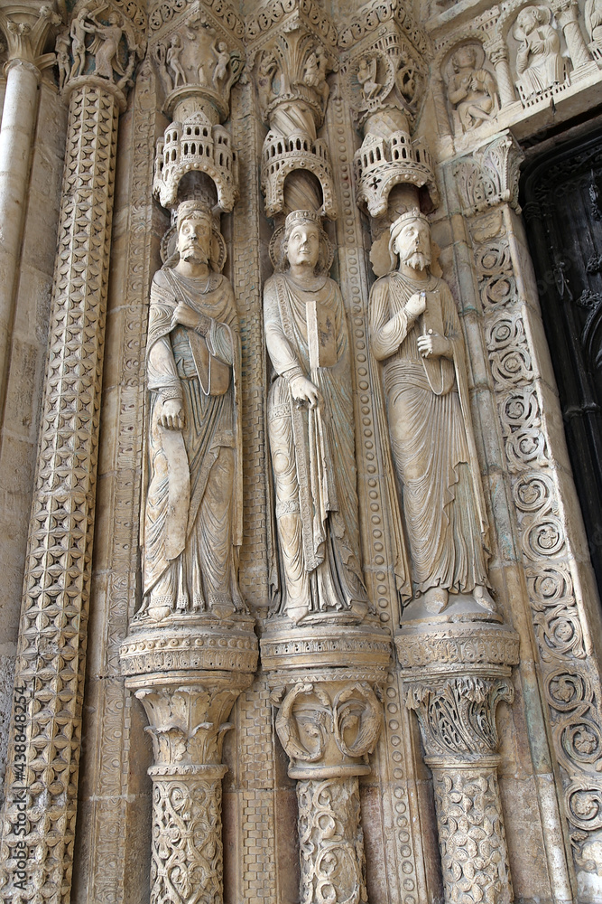Bourges, France. Sculptures in the Gothic Cathedral of  Saint-Étienne de Bourges, UNESCO list 