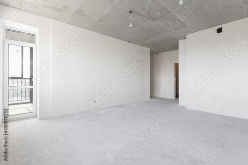 interior of the apartment without decoration in gray colors