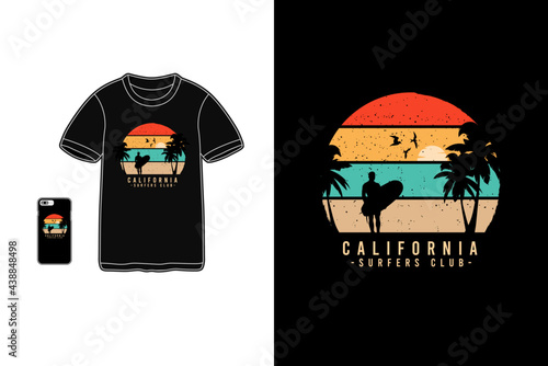 California surfers club,t-shirt mockup typography