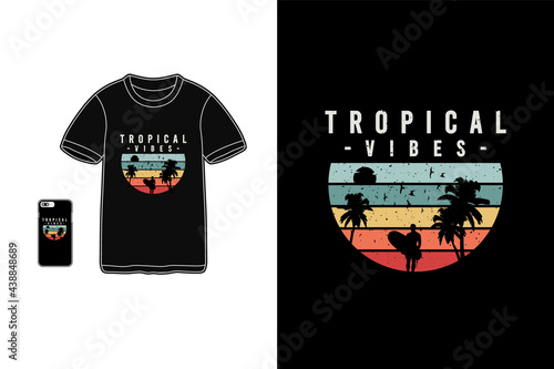 Tropical vibes,t-shirt merchandise siluet mockup typography