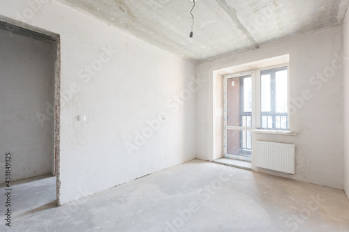 interior of the apartment without decoration in gray colors