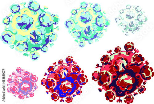 Vector drawing of a coronovirus particle. Isolated on a white background.