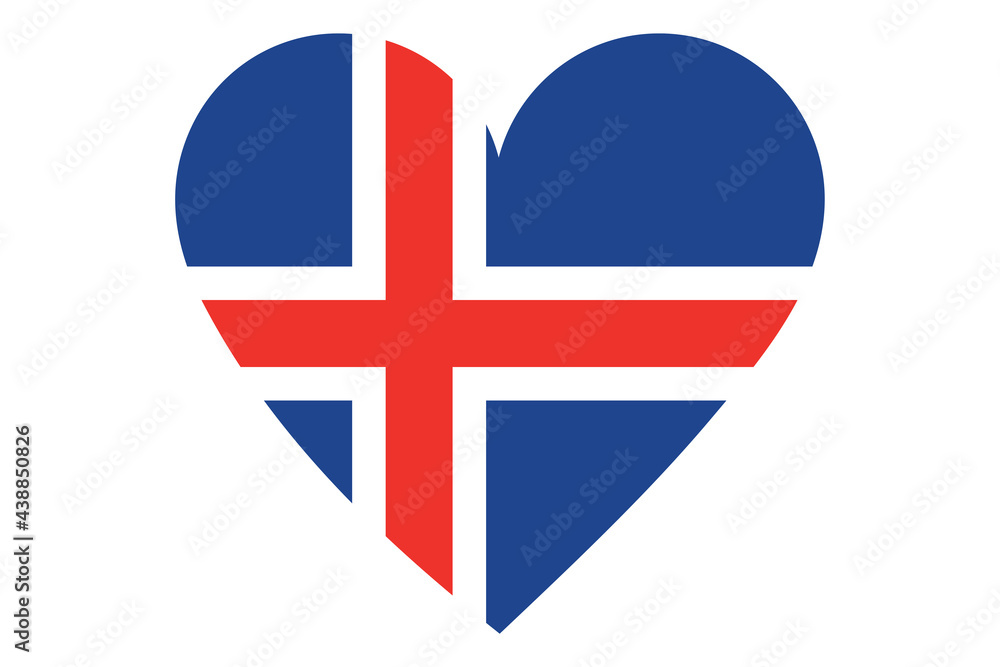 Obraz premium Heart flag vector of Iceland on white background.