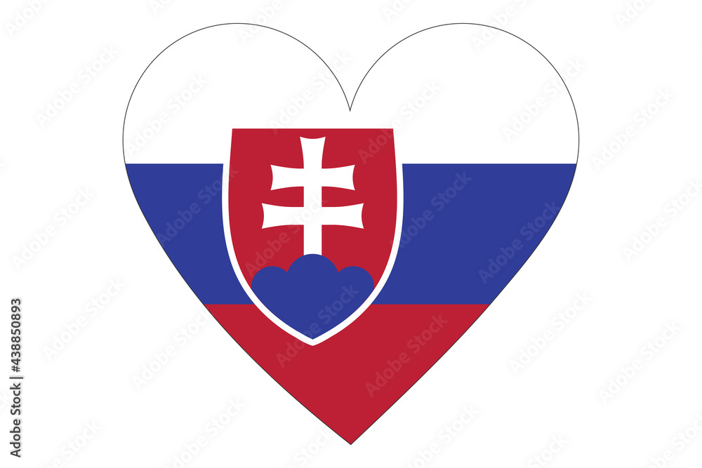 Fototapeta premium Heart flag vector of Slovakia on white background.