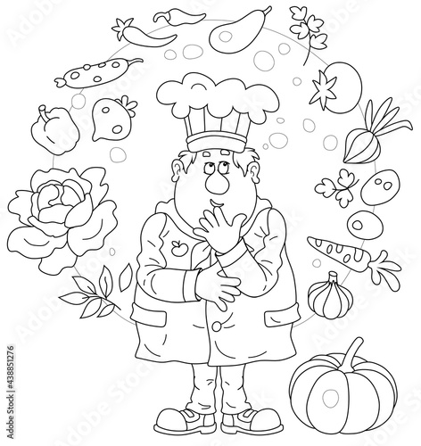 Funny chubby cook in a chef...