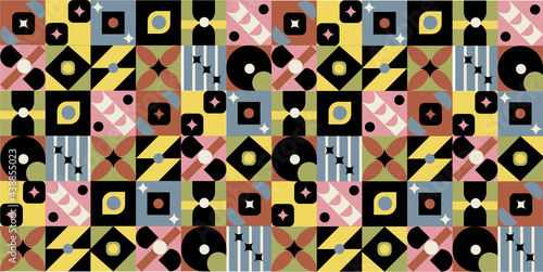 а pattern of geometric multi-colored shapes