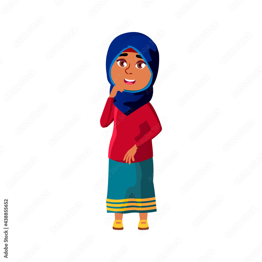 little girl in hijab looking with love on picture cartoon vector. little girl in hijab looking with love on picture character. isolated flat cartoon illustration little girl in hijab looking with love on picture cartoon vector. little girl in hijab looking with love on picture character. isolated flat cartoon illustration