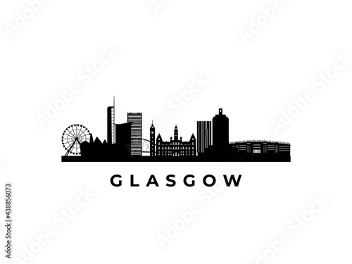 Vector Glasgow skyline. Travel Glasgow famous landmarks. Business and tourism concept for presentation  banner  web site.