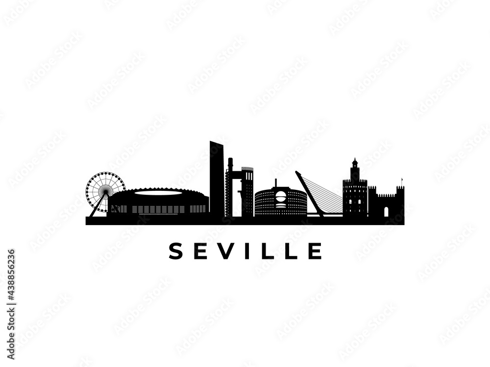 Vector Sevilla skyline. Travel Sevilla famous landmarks. Business and tourism concept for presentation, banner, web site.