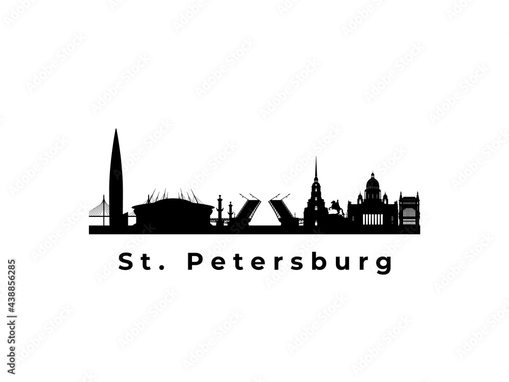 Vector St. Petersburg skyline. Travel St. Petersburg famous landmarks. Business and tourism concept for presentation, banner, web site.