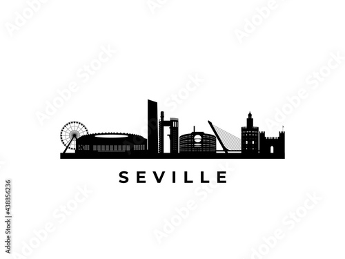 Vector Sevilla skyline. Travel Sevilla famous landmarks. Business and tourism concept for presentation, banner, web site.