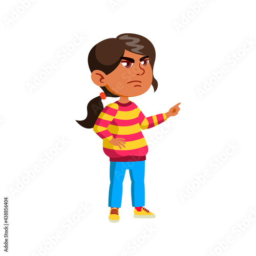 mad girl kid swearing doll in room cartoon vector. mad girl kid swearing doll in room character. isolated flat cartoon illustration