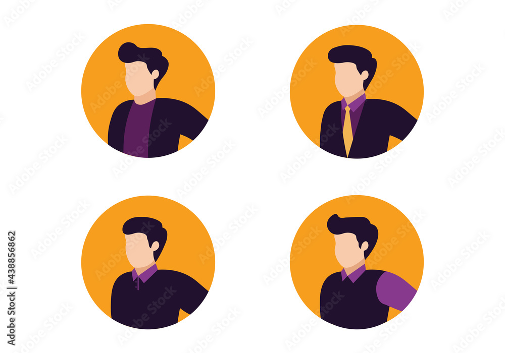Portrait Avatar Icon - Amazing vector flat avatar icon of a bunch of men suitable for employee profile, user profile, website and apps - Vector Flat Illustration Portrait Avatar Icon - Amazing vector flat avatar icon of a bunch of men suitable for employee profile, user profile, website and apps - Vector Flat Illustration